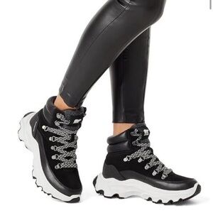 SOREL Kinetic Breakthrough Conquest Waterproof Black White Sneakers Booties